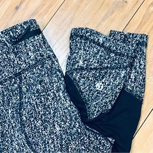 LuluLemon LuLu Lemon black white marled leggings workout fitness 6 yoga …
